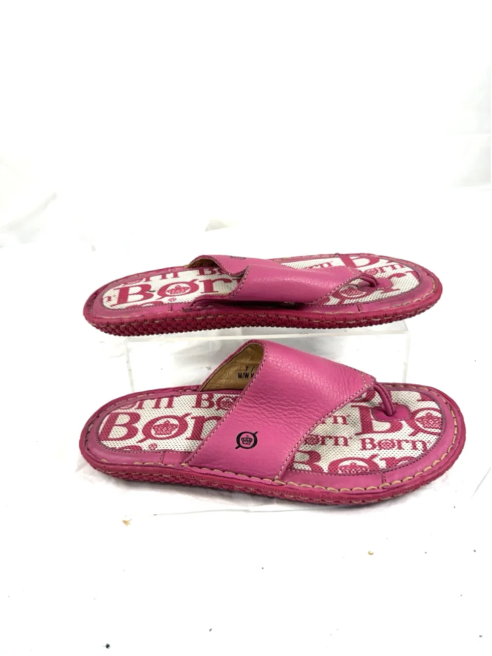 Born Concept Boho Pink Leather Flat Thong Sandal Flip Flops Size 7/38